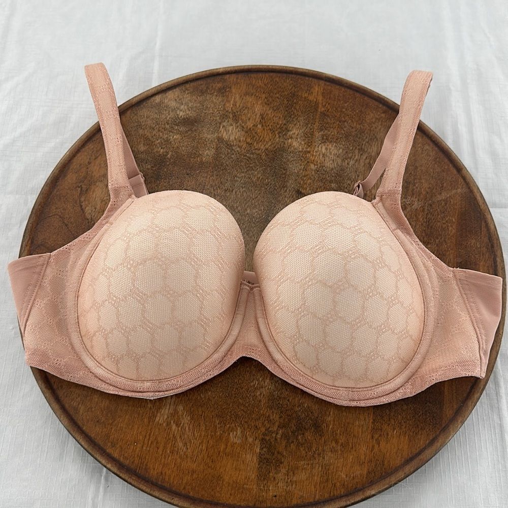 Soma Bra Wm 38C Stunning Support Geo Lace Full Coverage Tan Neutral Nude